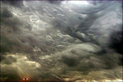 Stormy clouds swirling in sky